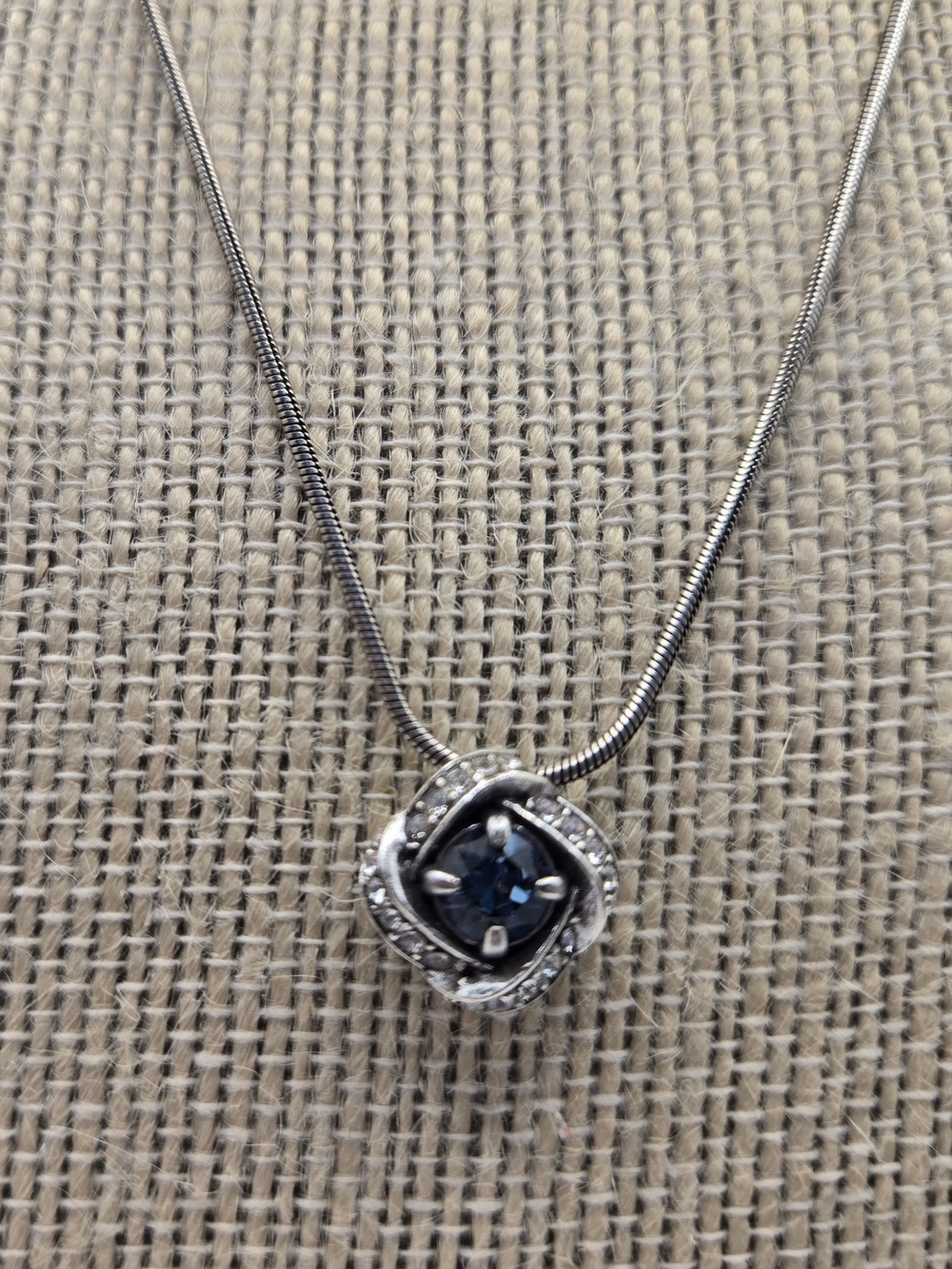 Brighton Eternity Knot Reversible Necklace Blue Stone Halo Silver Dainty Elegant